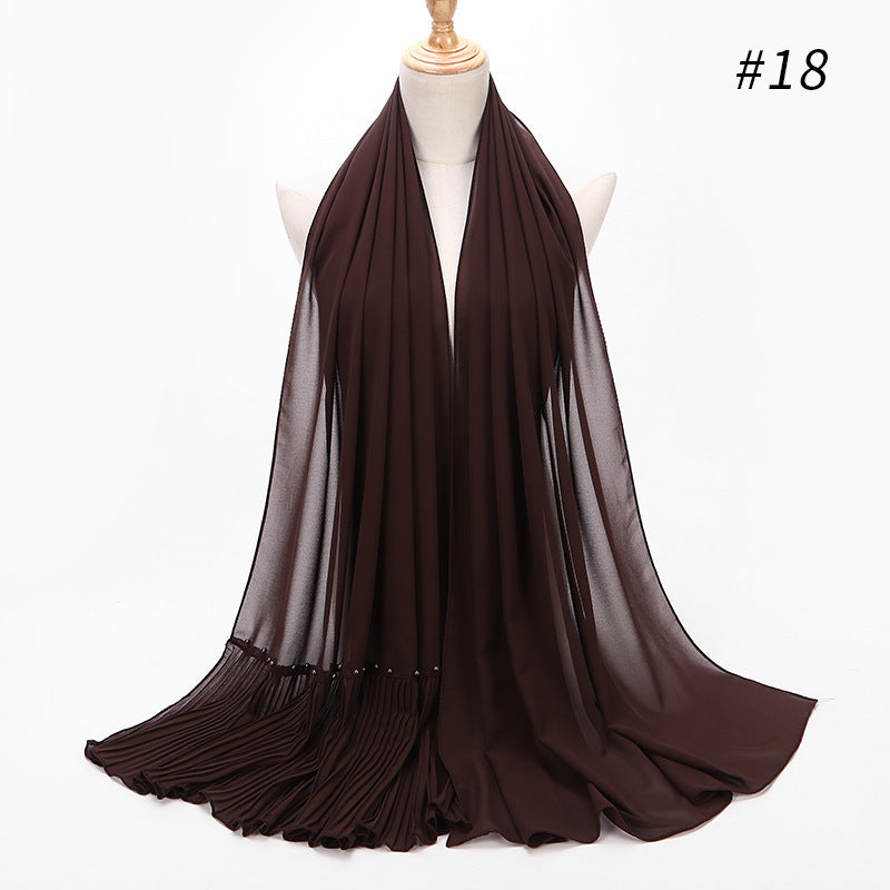 2020 Pearl Chiffon Ethnic Scarf Muslim Hijab