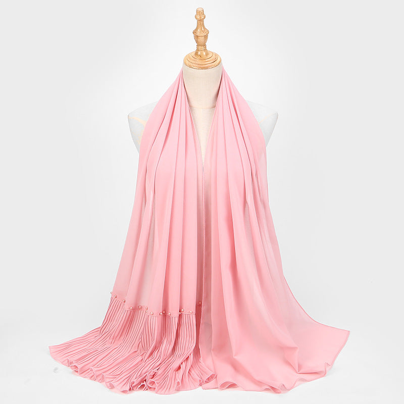 2020 Pearl Chiffon Ethnic Scarf Muslim Hijab