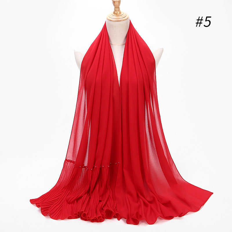 2020 Pearl Chiffon Ethnic Scarf Muslim Hijab