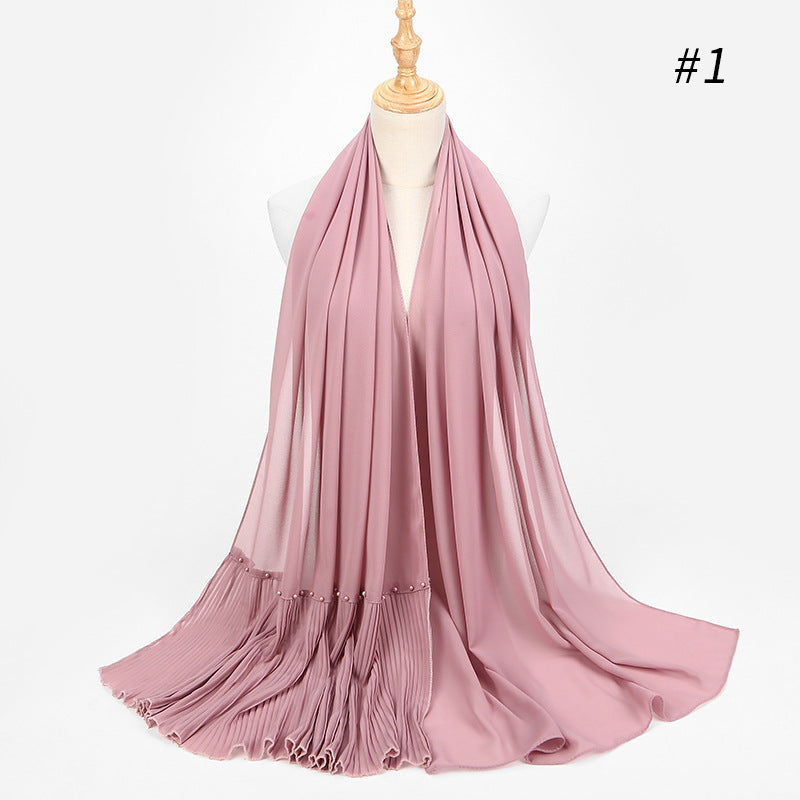 2020 Pearl Chiffon Ethnic Scarf Muslim Hijab