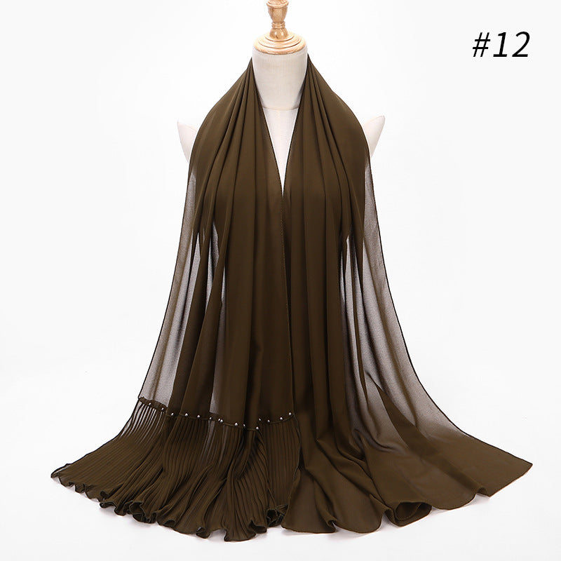 2020 Pearl Chiffon Ethnic Scarf Muslim Hijab