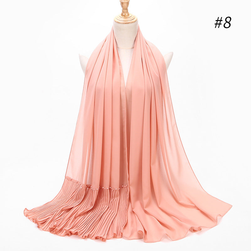 2020 Pearl Chiffon Ethnic Scarf Muslim Hijab