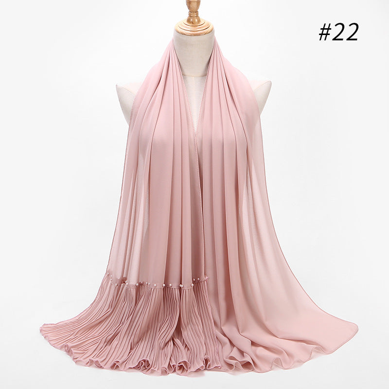 2020 Pearl Chiffon Ethnic Scarf Muslim Hijab
