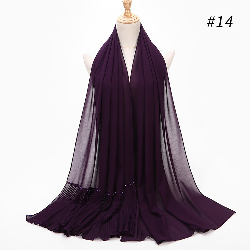 2020 Pearl Chiffon Ethnic Scarf Muslim Hijab