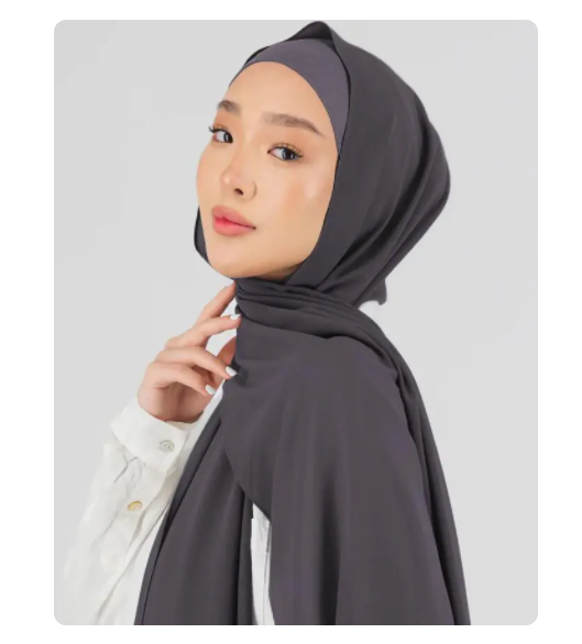 Quick Wrap Hijab with Satin Chiffon Long Scarf (One)